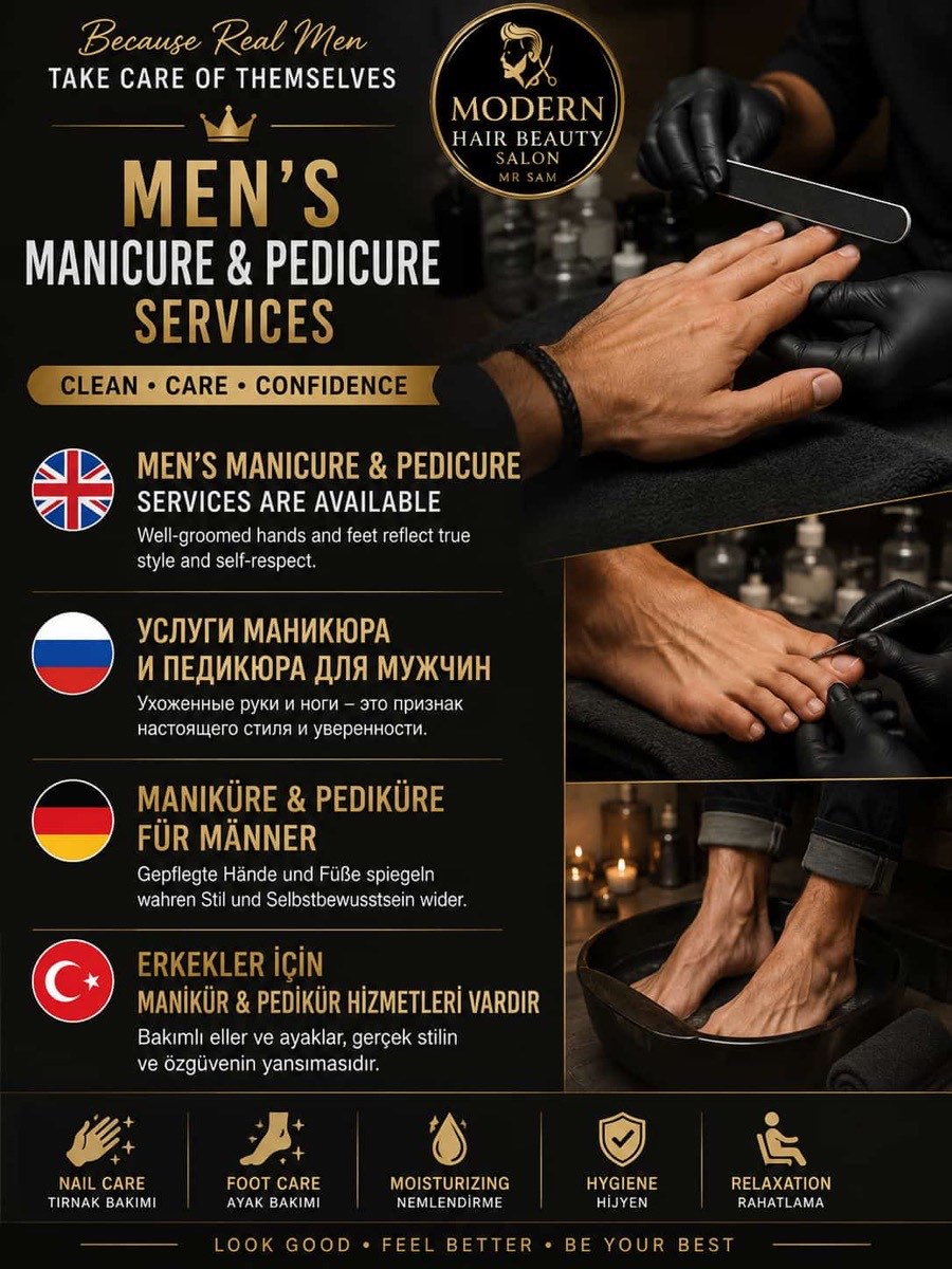 Erkeklere manikür & pedikür